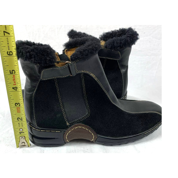 Women's Shearling Trim Black Suede Leather Sofft Bootie Ankle Boot Size 7.5 NWOT - Picture 11 of 11